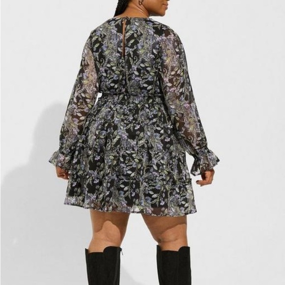 NWT Mini Lurex Chiffon Tiered boho Dress - sold out colour- 1X - Picture 4 of 11